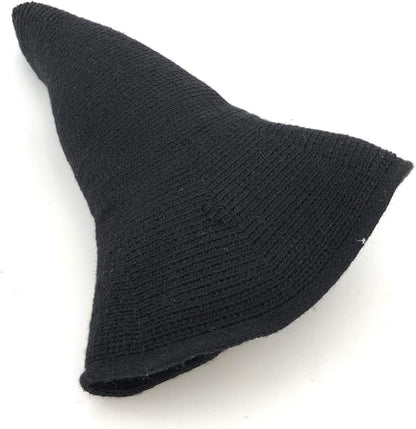 Stylish Black Knitted Wool Witch Hat for Halloween Parties and Everyday Cosplay