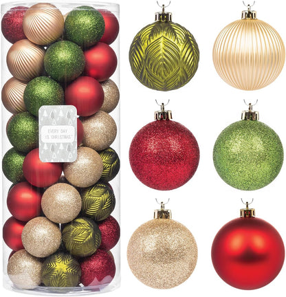 Ornaments, Shatterproof Christmas Tree Ornament Set, Christmas Balls Decoration 50 Count (2.24"/57Mm, Woodland)