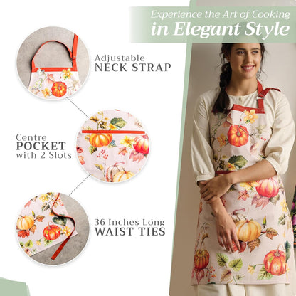 Stylish 100% Cotton Kitchen Apron for Women & Men - Perfect for Cooking, Gardening, and Serving with Convenient Pocket