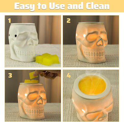 Spooktacular Ceramic Skull Wax Melt Warmer - Electric Scentsy Melter for Magic Candle & Fragrance Cubes