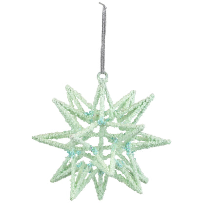Starburst 3-D Glittered Christmas Ornament - 6.75" - Seafoam Green