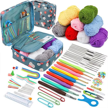 103Pcs Crochet Hooks Kit Soft Grip Crochet Needles Set Multi-Color Sweater Knitting Tool Withstorage Case DIY Weave Art Tool