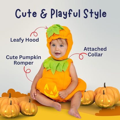 Adorable Baby Pumpkin Costume – Perfect Halloween Jack-O-Lantern Outfit for Toddlers