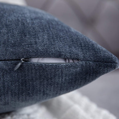 Set of 2 Blue Grey 18x18 Inch Rustic Farmhouse Decorative Pillow Covers - Perfect for Sofa and Couch Decoration