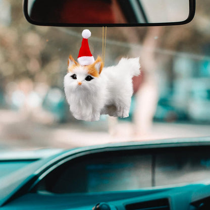 Christmas Cat Ornament with Hat, Mini Plush Kitten Ornaments for Christmas Tree Decoration for Cat Lovers