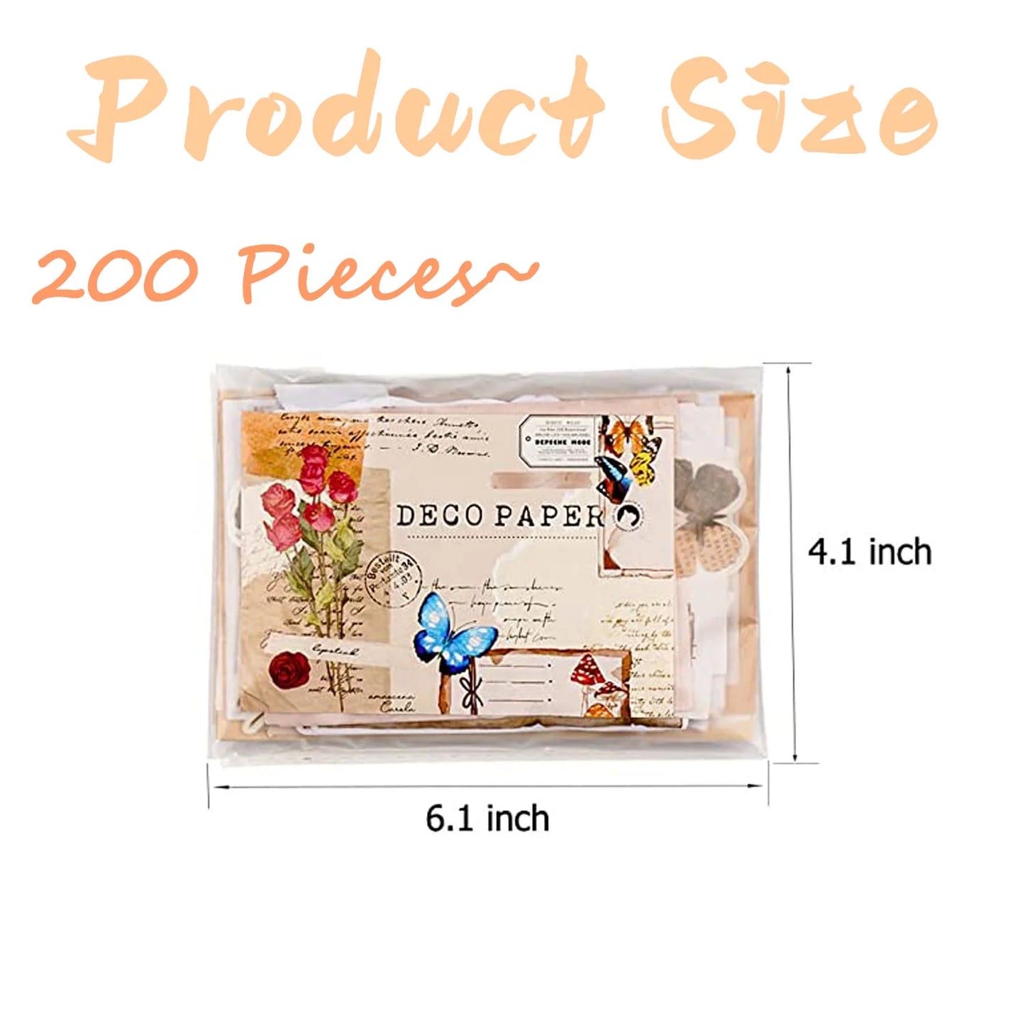 200 Pieces Vintage Scrapbooking Stickers DIY Paper Stickers Craft Kits Scrapbook Supplies Pack for Art Journaling Bullet Junk Journal Planners