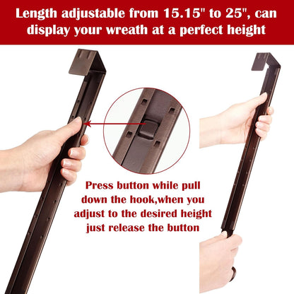 Adjustable Metal Wreath Door Hanger - Perfect for Easter Decor, Welcome Signs & Front Porch Style (15-25 Inches)