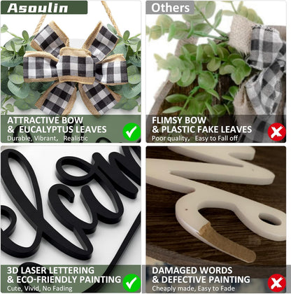 Charming Rustic Welcome Sign Wreath for Front Door - Spring Farmhouse Decor for Outdoor Home Elegance