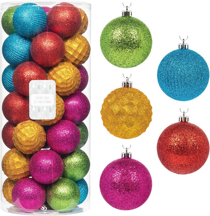 Ornaments, Shatterproof Christmas Tree Ornament Set, Christmas Balls Decoration 35 Count (2.75"/70Mm, Textured Rainbow)