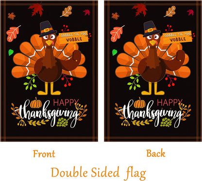 Vibrant Thanksgiving Garden Flag - Double-Sided Turkey Decor for Fall Celebrations - 28 x 40 inches
