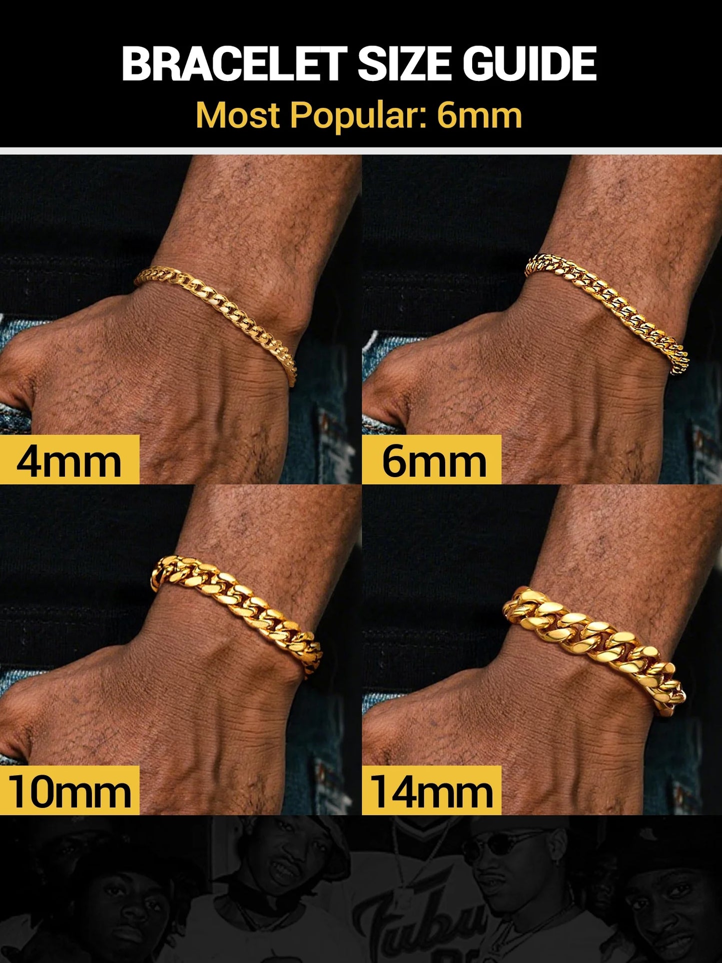 Gold Plated Bracelet for Men Chunky Cuban Bracelet 10MM 7.5 Inch Chain Bracelet Stainless Steel Gift for Him