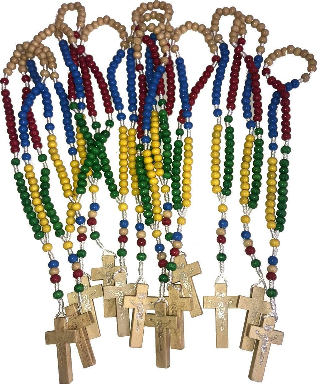 Colorful Wooden Rosary - 5 Color Beads for Hanging or Praying