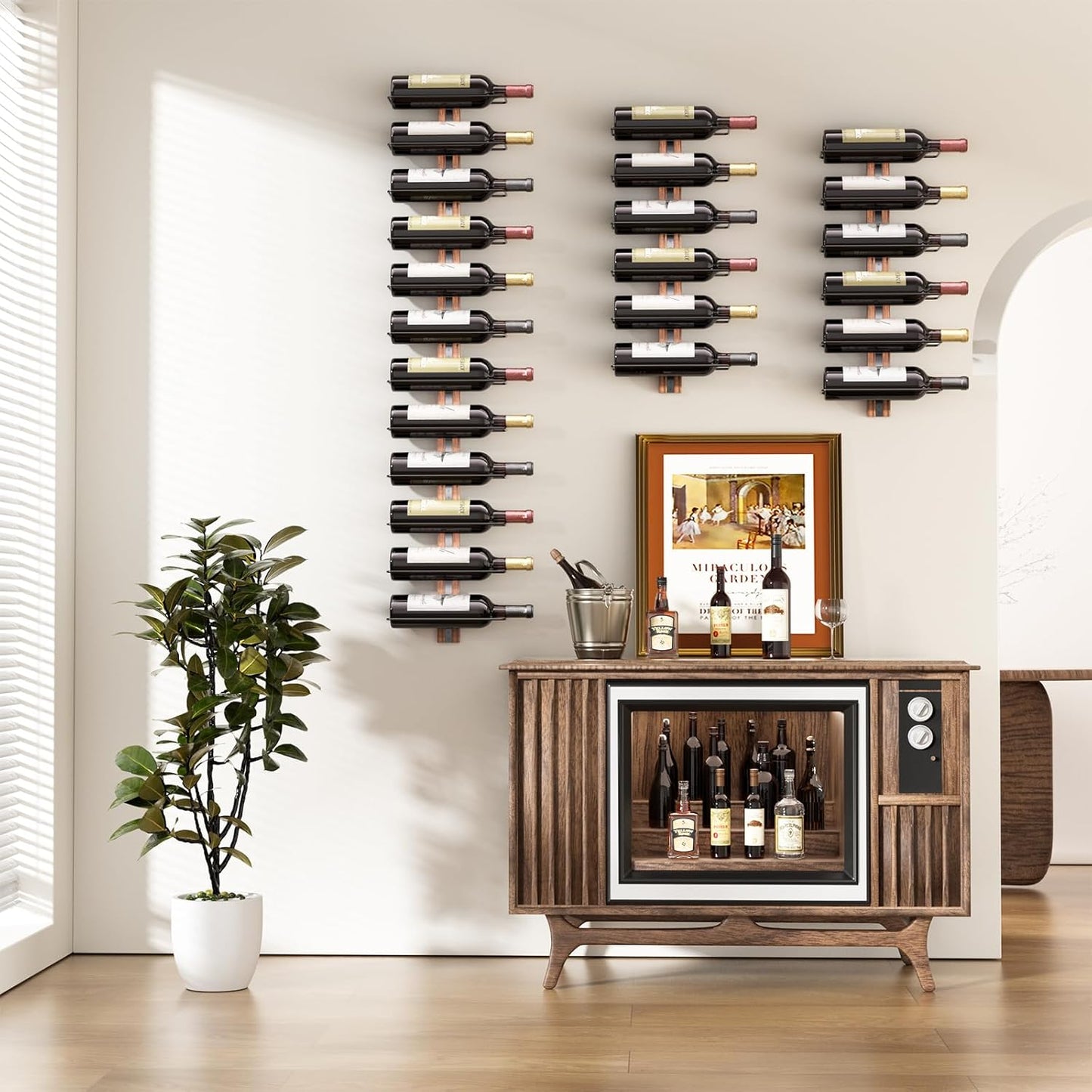 Wine Rack Wall Mounted for 24 Wine Bottles, Wood Wine Racks for Wall, Wine Holde