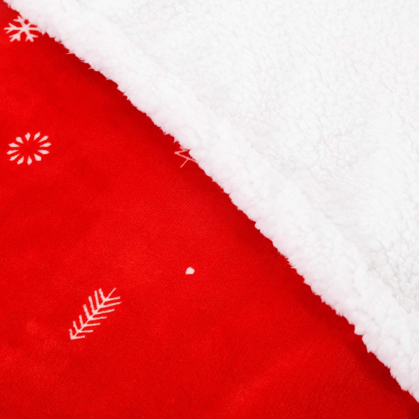 Cozy Christmas Sherpa Fleece Throw Blanket - Super Soft Reversible Plush Blanket for Bed & Sofa, 50"x60", Festive Red