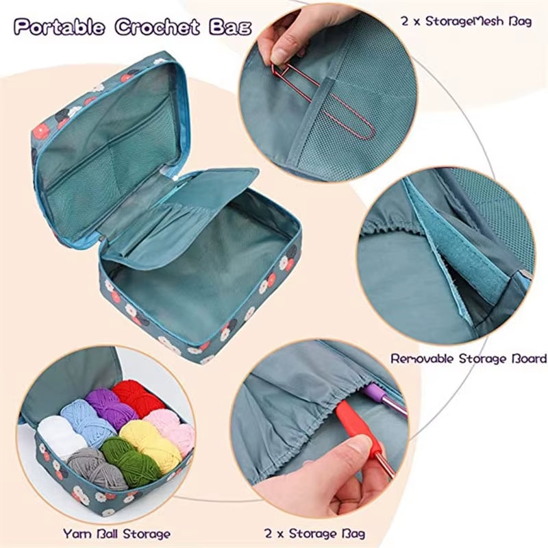 103Pcs Crochet Hooks Kit Soft Grip Crochet Needles Set Multi-Color Sweater Knitting Tool Withstorage Case DIY Weave Art Tool