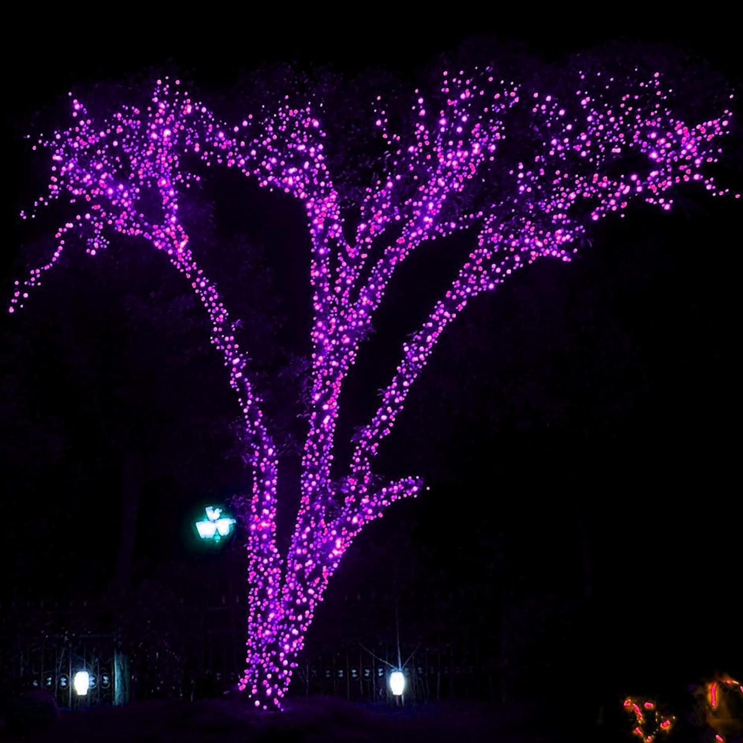 300 LED Purple Halloween String Lights - 100FT Connectable with 8 Lighting Modes for Festive Indoor/Outdoor Decor - Perfect for Parties and Yard Decorations