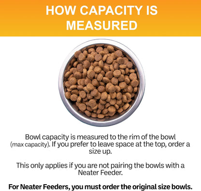 1.5 Cup (12 Oz.) Stainless Steel Dog Bowls, Set of 2 Neater Feeder Replacement Bowls (Cat/Small Models), Dog Food Bowl & Water Bowl, Dishwasher Safe Metal Dish for Cats & Small Dogs