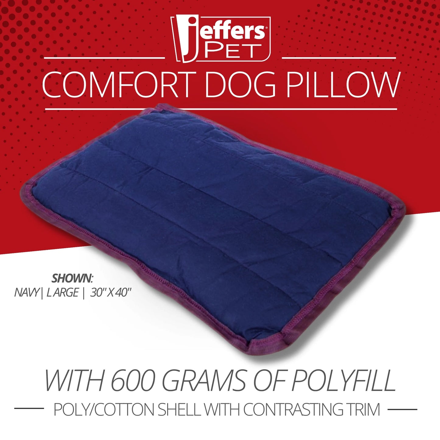 Pet Comfort Dog Pillow, Large 30" X 40", Navy Blue – Machine Washable Dog Bed for House, Sofa, Crate & Travel – Poly Cotton Shell, Winter Warmth, Soft, Comfy, Durable, Top Pet Bedding