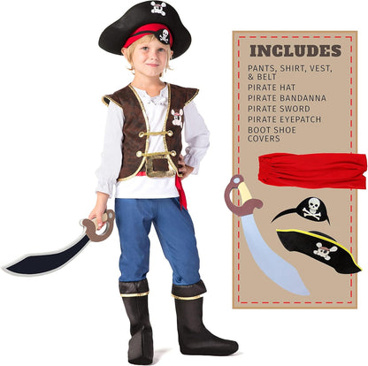 Ahoy, Matey! Kids Pirate Costume Set for Toddler Halloween Fun & Themed Parties