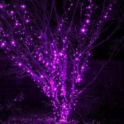 300 LED Purple Halloween String Lights - 100FT Connectable with 8 Lighting Modes for Festive Indoor/Outdoor Decor - Perfect for Parties and Yard Decorations