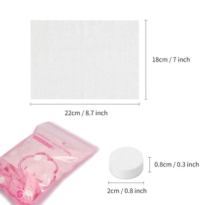 Compressed Towel 100 PCS Mini Tablets Disposable Portable Face Towel Cotton Coin Tissue Eco-Friendly for Travel, Camping, Hiking, Sport, Beauty, Home Hand Wipes, Outdoor Activities Pink