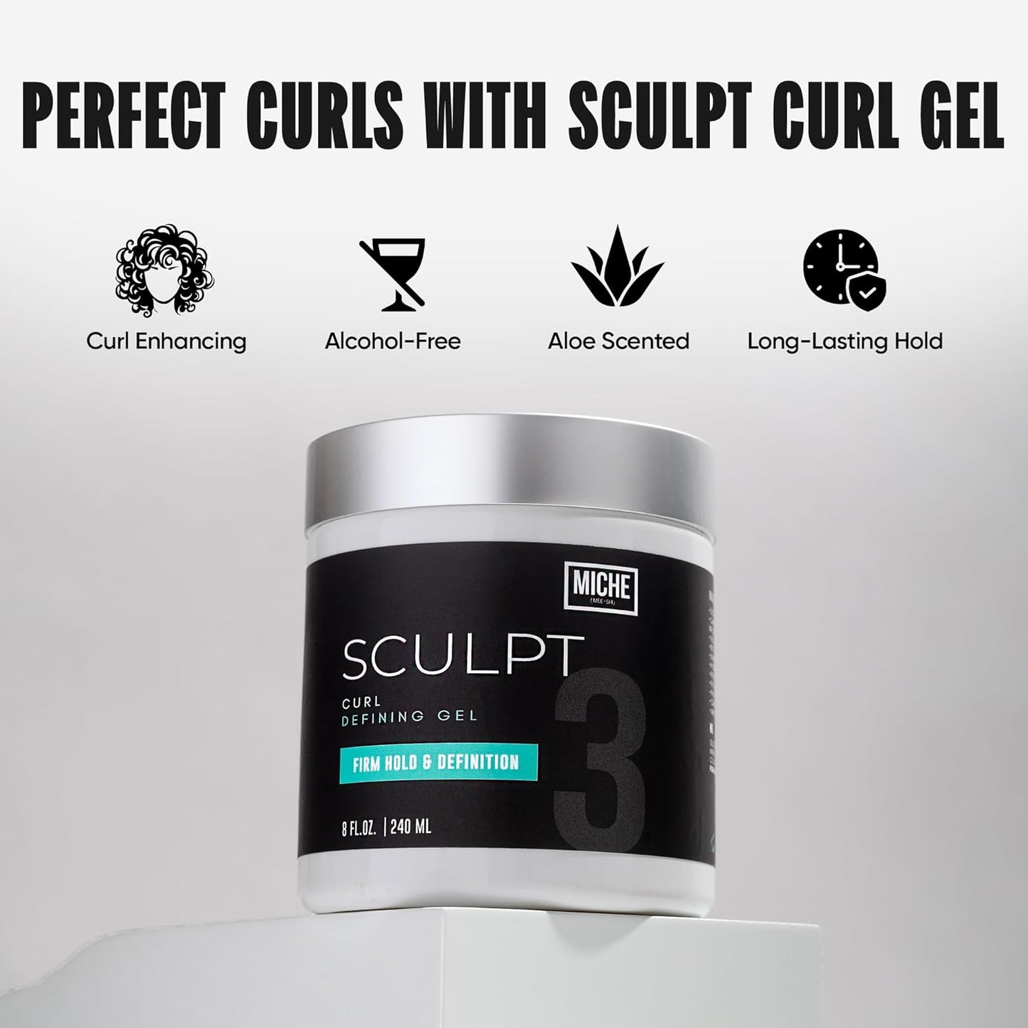 Miche Sculpt Curl Defining Gel – Alcohol-Free Curl Sculpting Gel for Medium Hold, Shine, and Definition – Enriched with Organic Aloe Vera & Bamboo Extract for Curly Hair