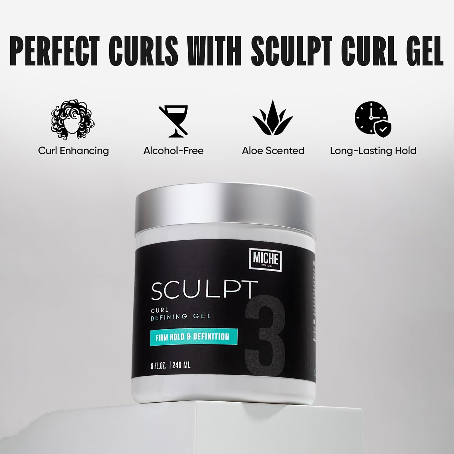 Miche Sculpt Curl Defining Gel – Alcohol-Free Curl Sculpting Gel for Medium Hold, Shine, and Definition – Enriched with Organic Aloe Vera & Bamboo Extract for Curly Hair