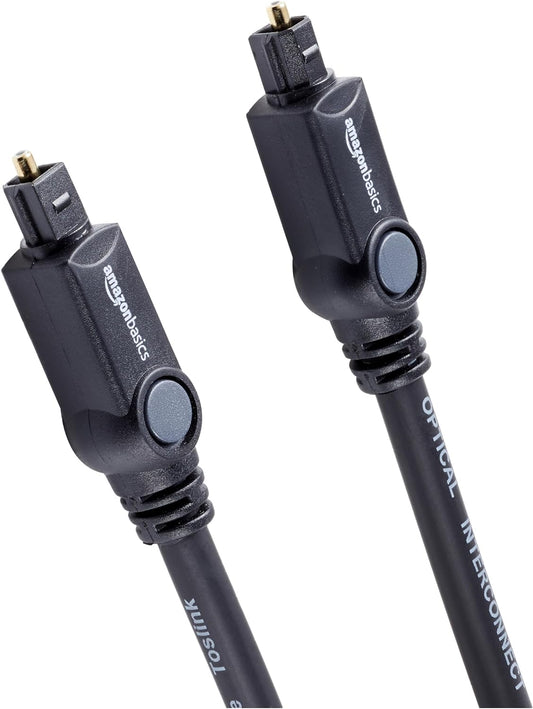 Toslink Digital Optical Audio Cable, Multi-Channel, for Audio System, Sound Bar, Home Theatre, Gold-Plated Connectors, 3.3 Feet, Black