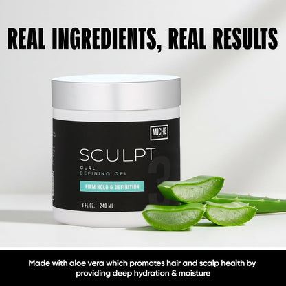 Miche Sculpt Curl Defining Gel – Alcohol-Free Curl Sculpting Gel for Medium Hold, Shine, and Definition – Enriched with Organic Aloe Vera & Bamboo Extract for Curly Hair