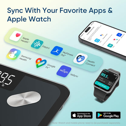 Smart Scale for Body Weight, Bathroom Digital Weighing Scale with BMI, Body Fat, Muscle Mass, Accurate Bluetooth Home User Health Equipment Sync Apps