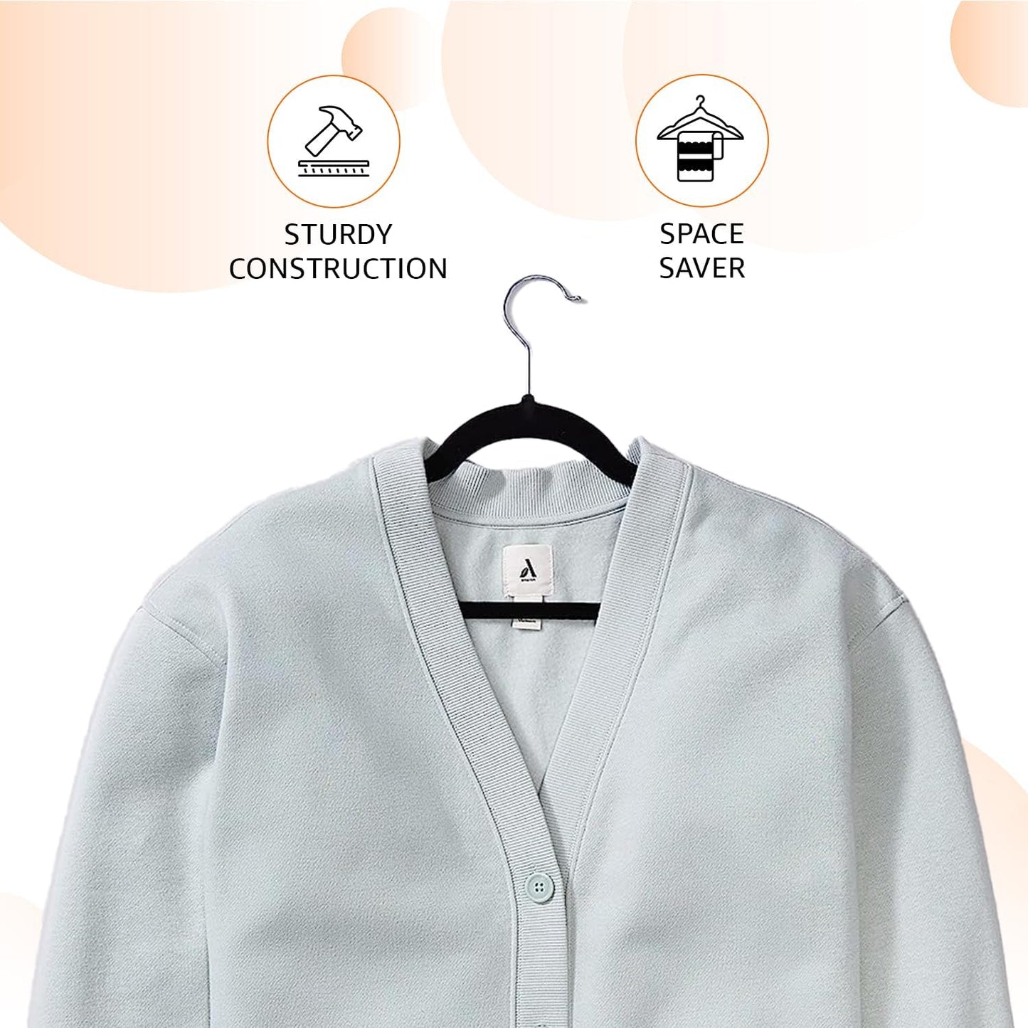 Slim Velvet, Non-Slip Suit Clothes Hangers, Pack of 30, Black