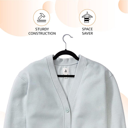 Slim Velvet, Non-Slip Suit Clothes Hangers, Pack of 30, Black