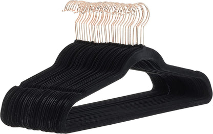Slim Velvet, Non-Slip Suit Clothes Hangers, Pack of 30, Black
