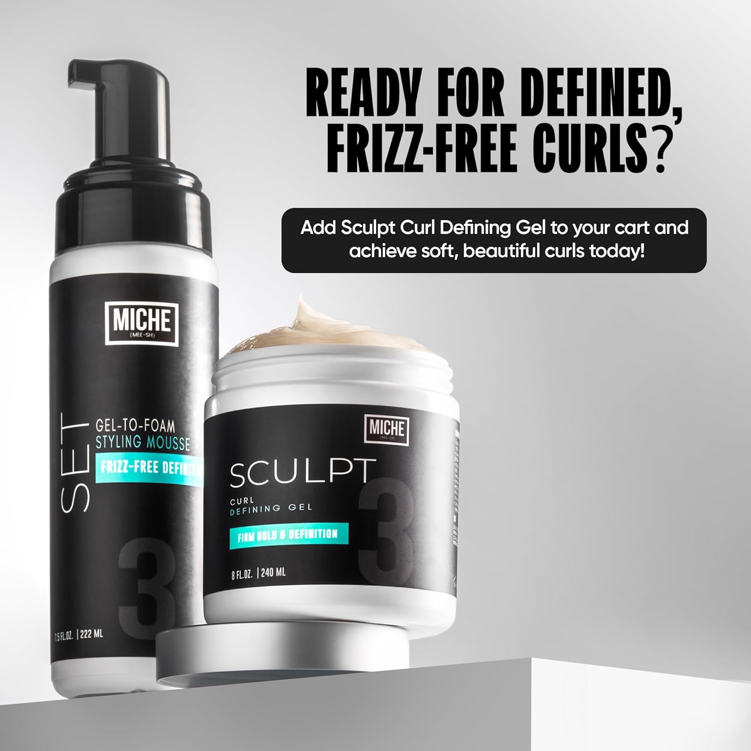 Miche Sculpt Curl Defining Gel – Alcohol-Free Curl Sculpting Gel for Medium Hold, Shine, and Definition – Enriched with Organic Aloe Vera & Bamboo Extract for Curly Hair