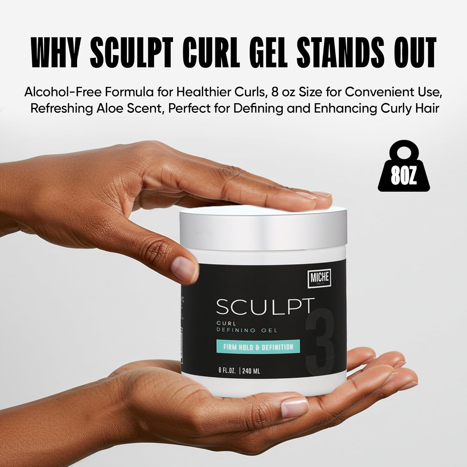 Miche Sculpt Curl Defining Gel – Alcohol-Free Curl Sculpting Gel for Medium Hold, Shine, and Definition – Enriched with Organic Aloe Vera & Bamboo Extract for Curly Hair