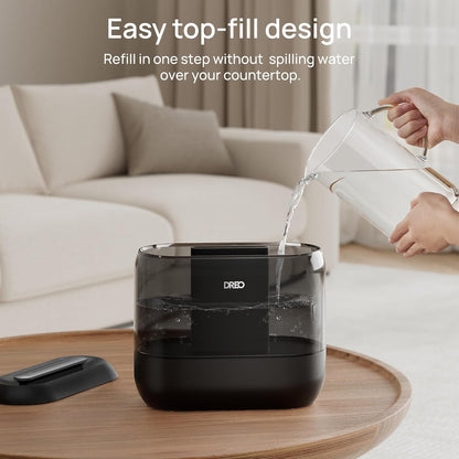 Top Fill 4L Humidifiers for Bedroom, 36H Runtime, 28 Db Quiet Cool Mist Supersized Air Humidifier for Large Room, Plants, Baby Nursery, Indoor, Night Light, Easy to Clean & Fill, Black