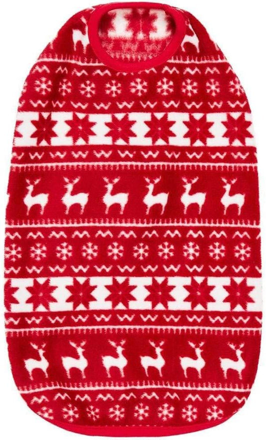 Dog Fleece Vest - Soft & Lightweight Ugly Christmas Sweater for Small Dogs, Award Winning Brand, 18" Back, Dog Christmas Sweater, Reindeer & Snowflake
