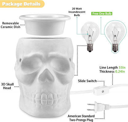 Spooktacular Ceramic Skull Wax Melt Warmer - Electric Scentsy Melter for Magic Candle & Fragrance Cubes