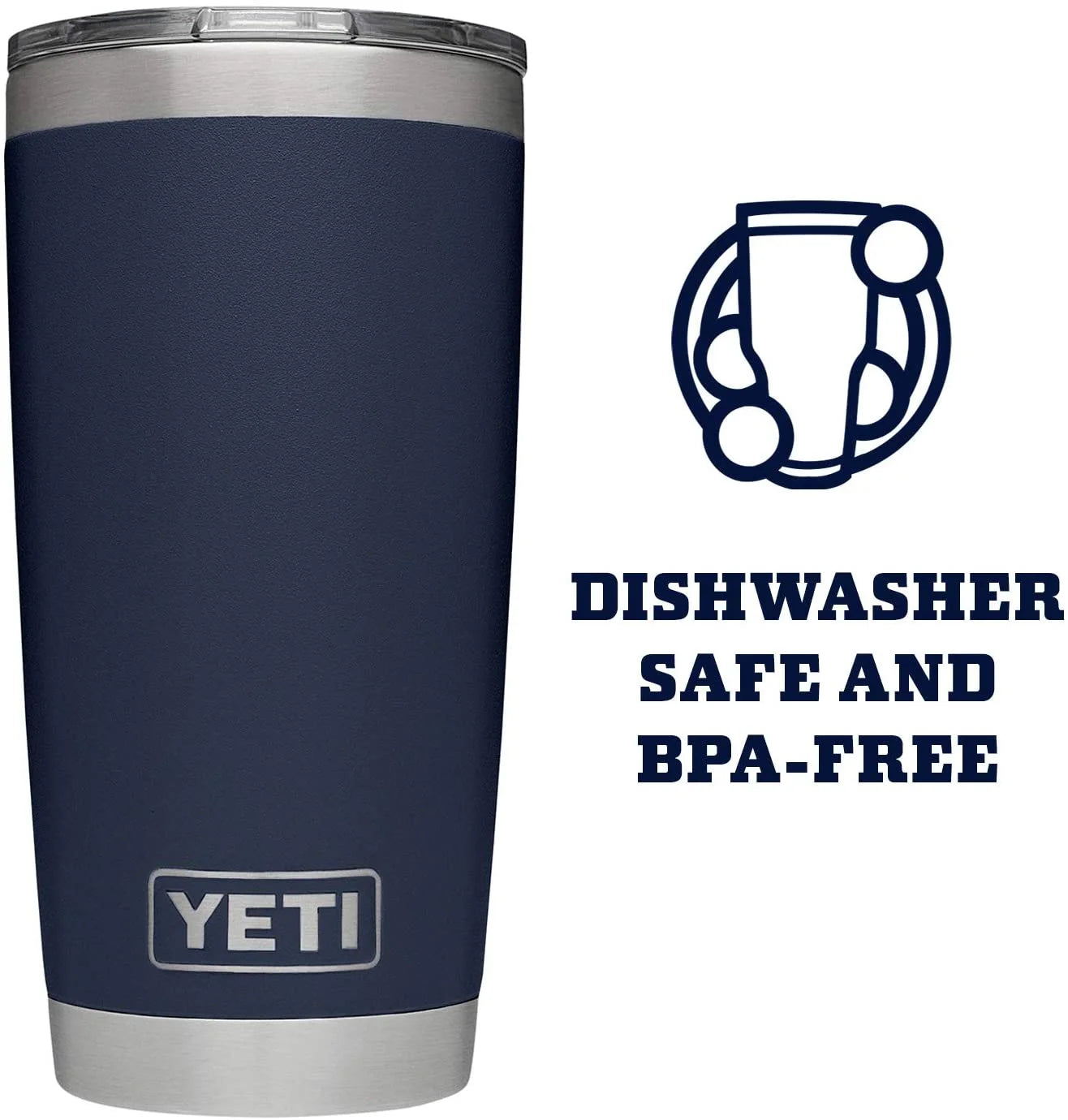 Yetl Rambler 20 Oz Tumbler, Stainless Steel, Vacuum Insulated with Magslider Lid, Navy