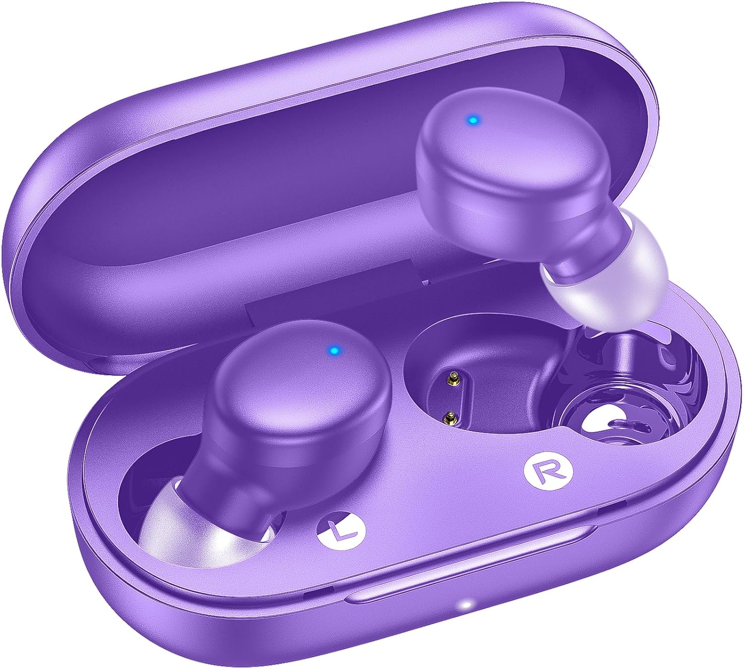 Wireless Earbuds Bluetooth 5.3 in Ear Buds Light Weight Headphones,Deep Bass Sound,Built in Mics Headset,Clear Calls Earphones for Sports Workout Glossy Bight Pink