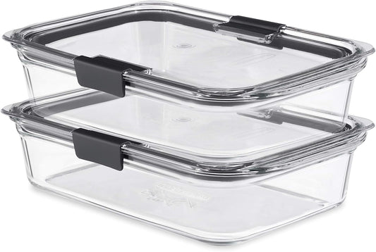 Brilliance Glass Food Storage Containers, 8 Cup, Set of 2, Bpa-Free, Leak-Proof, Clear