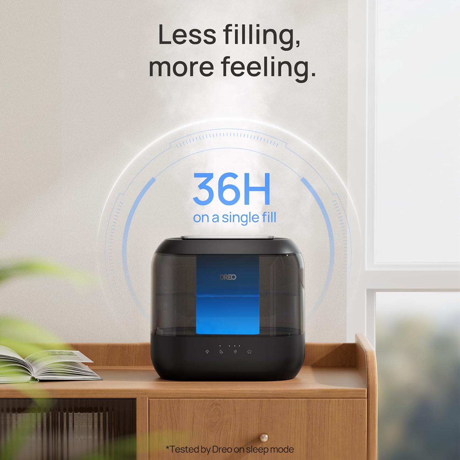 Top Fill 4L Humidifiers for Bedroom, 36H Runtime, 28 Db Quiet Cool Mist Supersized Air Humidifier for Large Room, Plants, Baby Nursery, Indoor, Night Light, Easy to Clean & Fill, Black