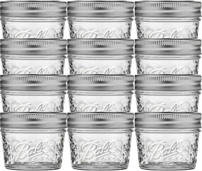 Mason 4Oz Quilted Jelly Jars with Lids and Bands, Set of 12