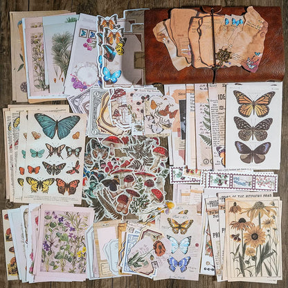 200 Pieces Vintage Scrapbooking Stickers DIY Paper Stickers Craft Kits Scrapbook Supplies Pack for Art Journaling Bullet Junk Journal Planners