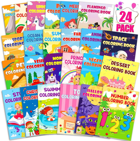 24 Pack Coloring Books for Kids Ages 4-8, Small Coloring Books for Kids Ages 2-4, Kids Birthday Party Favors Bulk Gifts