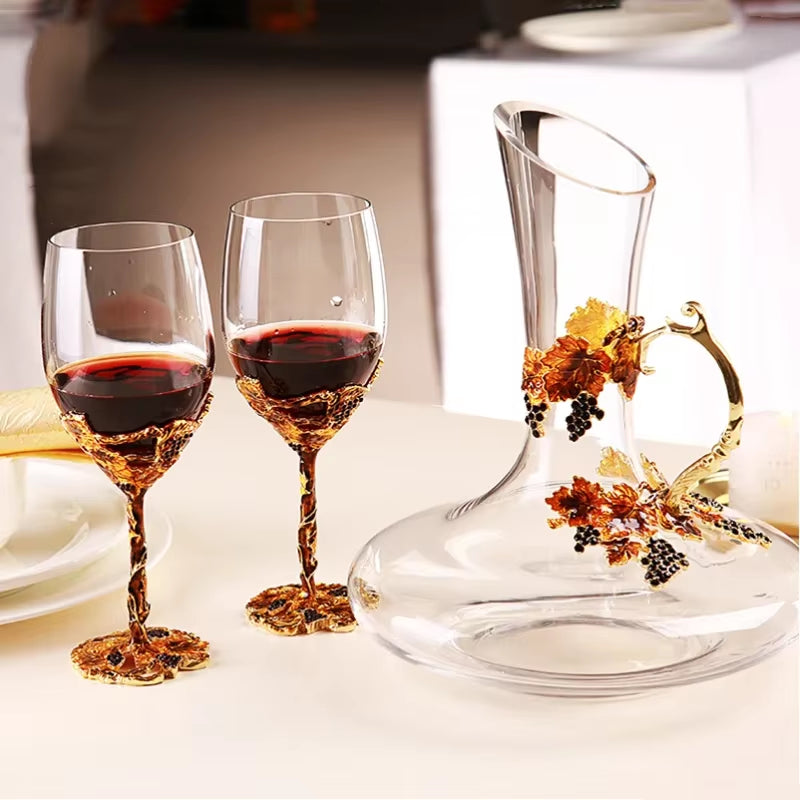 Glass Wine Bottle, Wine Decanter，Creativity, Enamel Color, Wine Cup, Home Decoration, Wine Glass Set，Home Bar，Gift