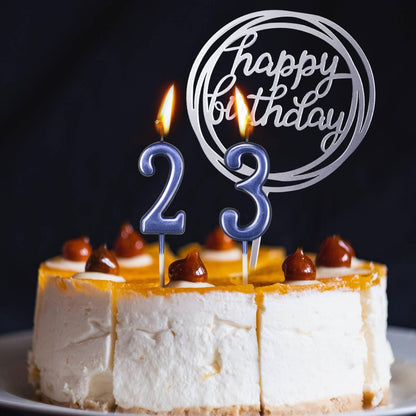 10-Piece Number Candles - Glitter Cake Toppers, Wedding & Birthday Cake Candles, Blue & Number 0-9