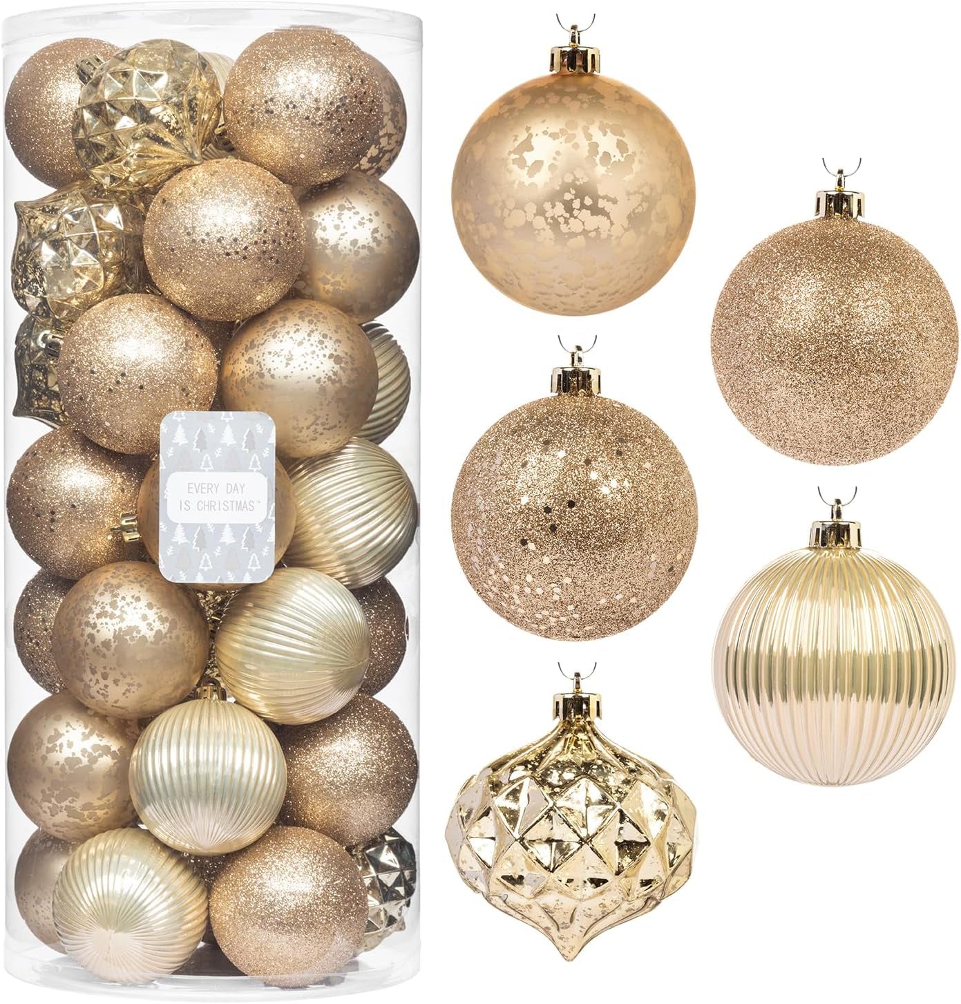 Ornaments, Shatterproof Christmas Tree Ornament Set, Christmas Balls Decoration 35 Count (2.75"/70Mm, New Gold)