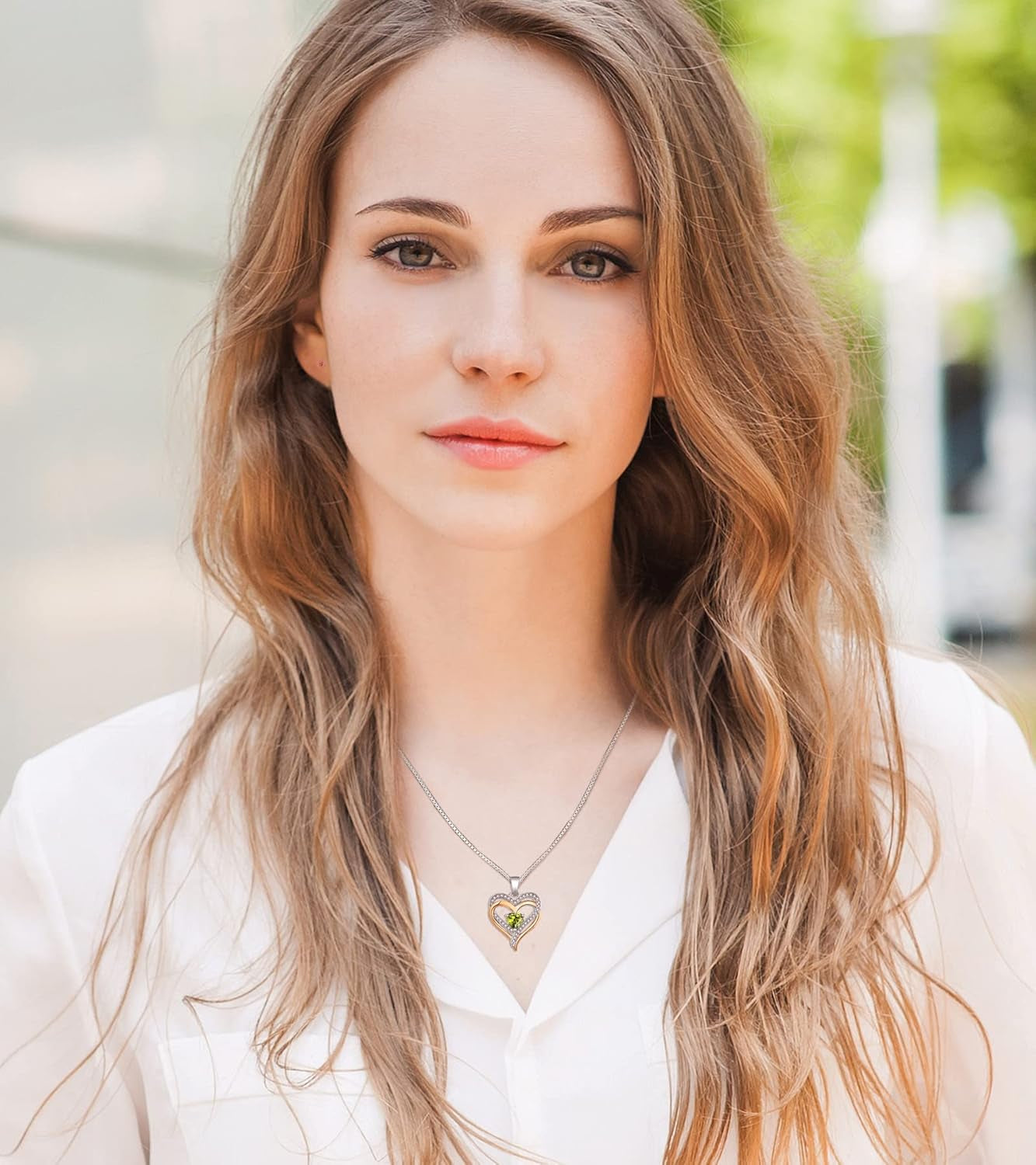 925 Sterling Silver Heart Necklace for Women Double Love Heart Pendant Birthstone Jewelry for Mom