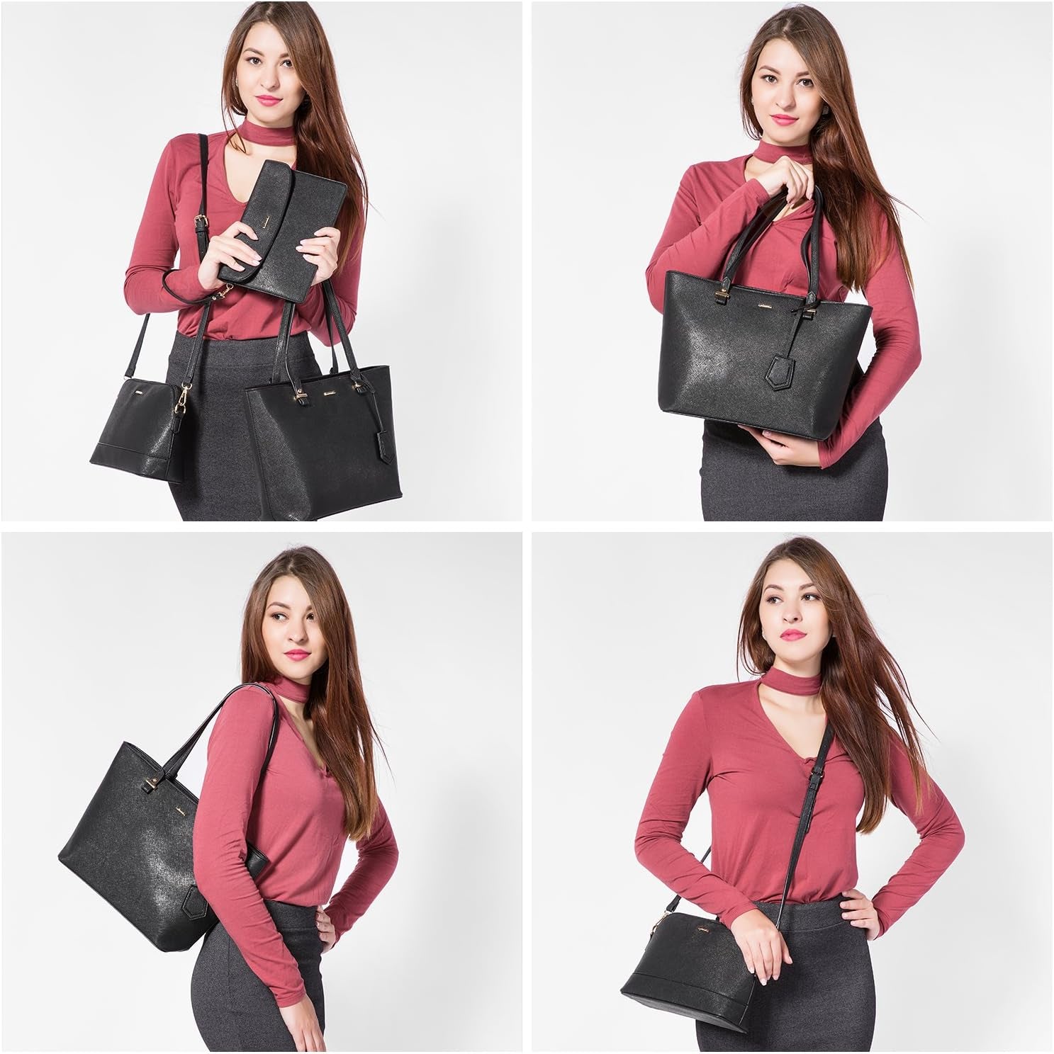 Handbags for Women Shoulder Bags Tote Satchel Hobo 3Pcs Purse Set